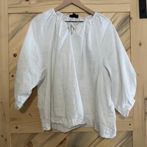 XL Alfani Linen/Viscose blouse with balloon cropped sleeves and tie at neck